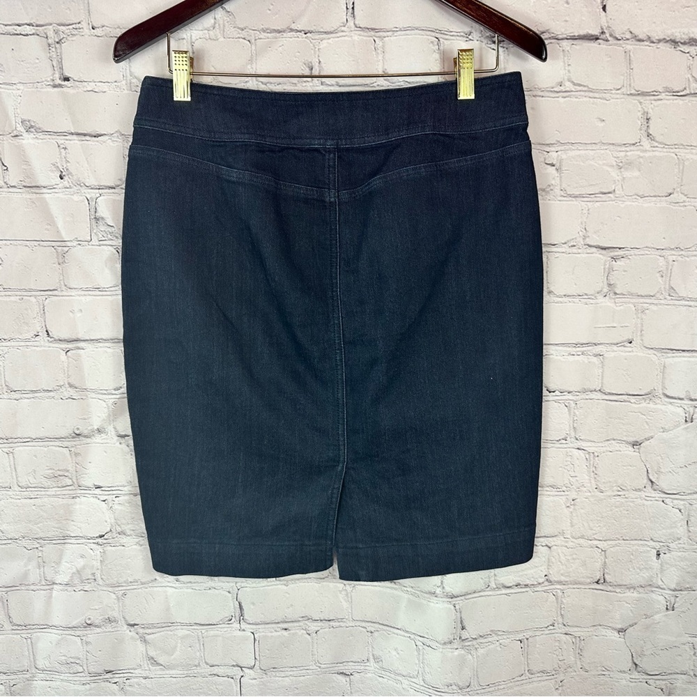 LOFT Dark wash denim Pencil Skirt womens 6 knee legnth minimalist preppy office - Picture 2 of 7